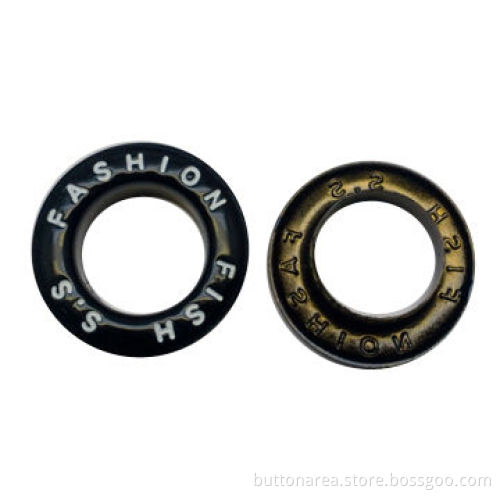 Eyelet with enamel, shiny black +white corn light oil spray